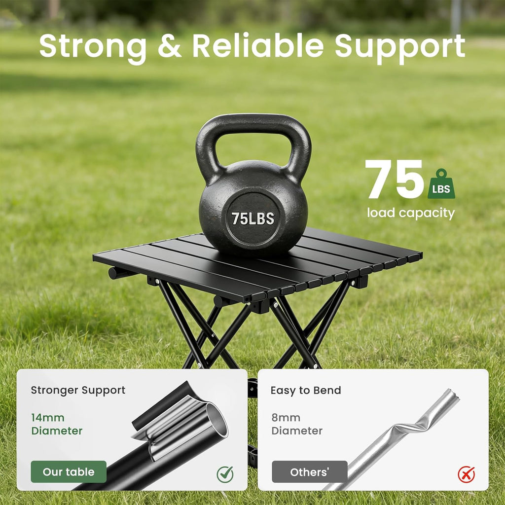 2 Pack Portable Camping Table Foldable, Ultralight Small Folding Beach Table with Carry Bag for Outdoor Travel, Beach, Camp, 