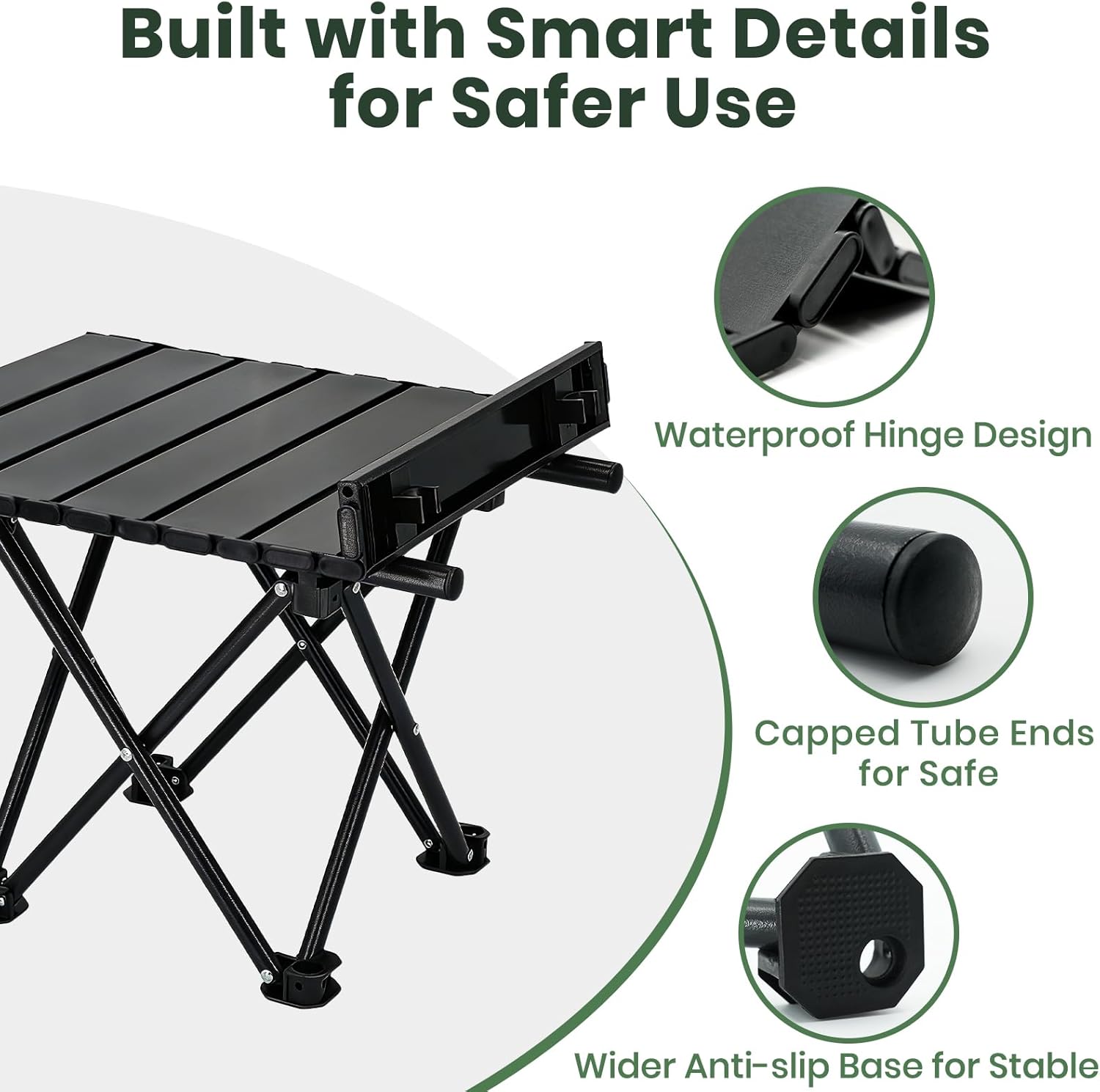 2 Pack Portable Camping Table Foldable, Ultralight Small Folding Beach Table with Carry Bag for Outdoor Travel, Beach, Camp, 