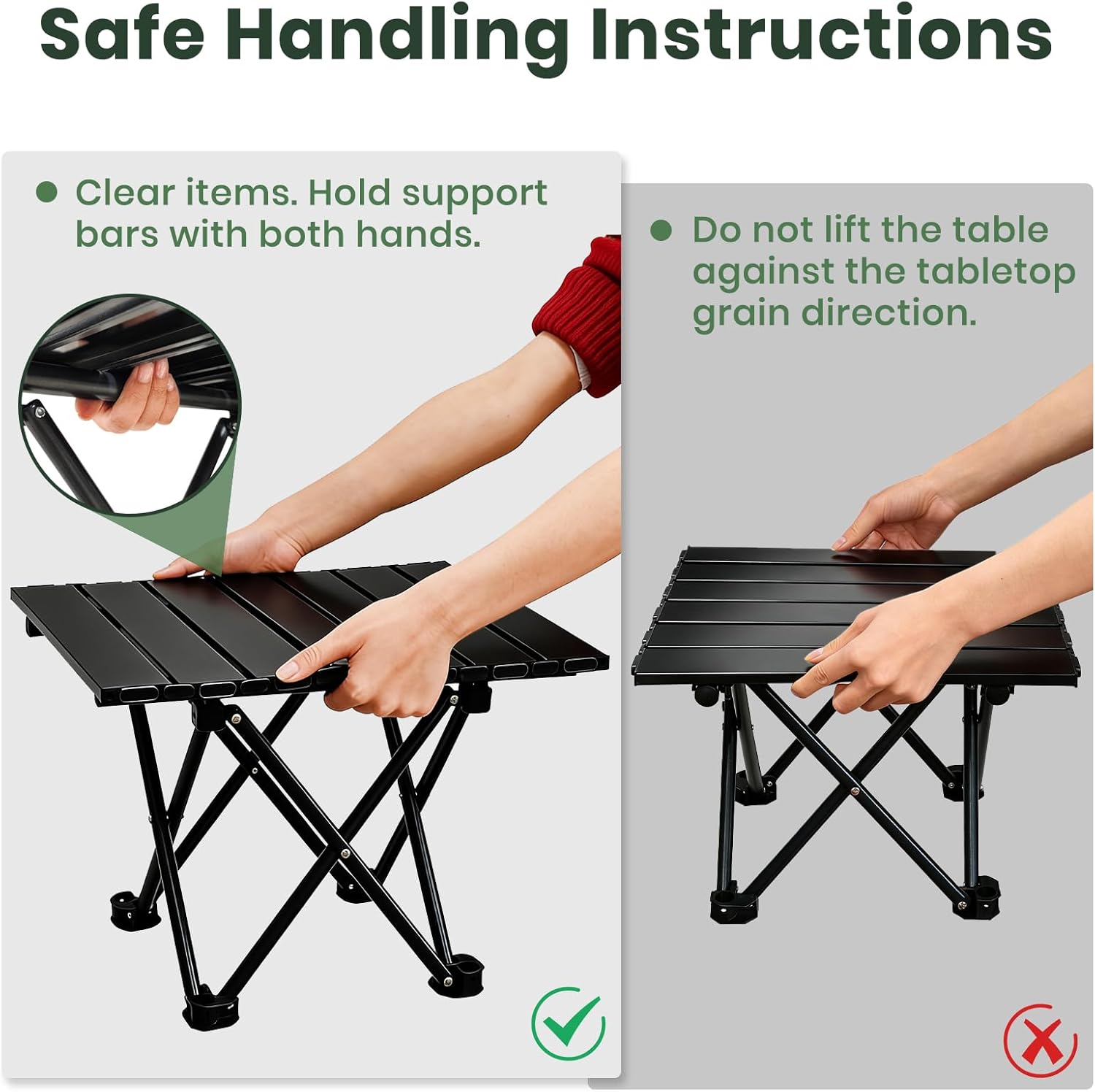 2 Pack Portable Camping Table Foldable, Ultralight Small Folding Beach Table with Carry Bag for Outdoor Travel, Beach, Camp, 