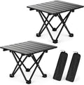 2 Pack Portable Camping Table Foldable, Ultralight Small Folding Beach Table with Carry Bag for Outdoor Travel, Beach, Camp, 
